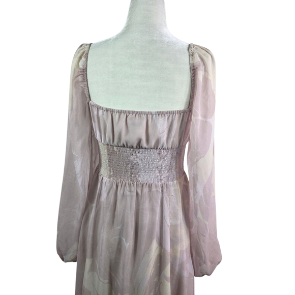 Aritzia Wilfred Bella slit smocked bodice puff sleeves Midi dress - Picture 4 of 11